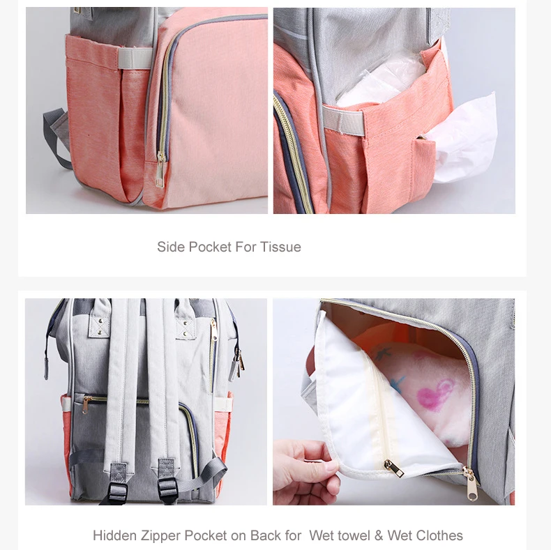 Goede Grote Capaciteit Kindje Luiertas Streep Pactchwork Moederschap Nappy Luiertassen Waterdichte Mummie Rugzak Tas Wandelwagen Verpleging Tas
