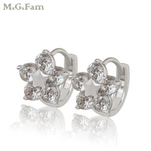 M. G. Fam цветочные серьги обруч для женщин AAA+ Циркон Камень прозрачный белый золотой цвет