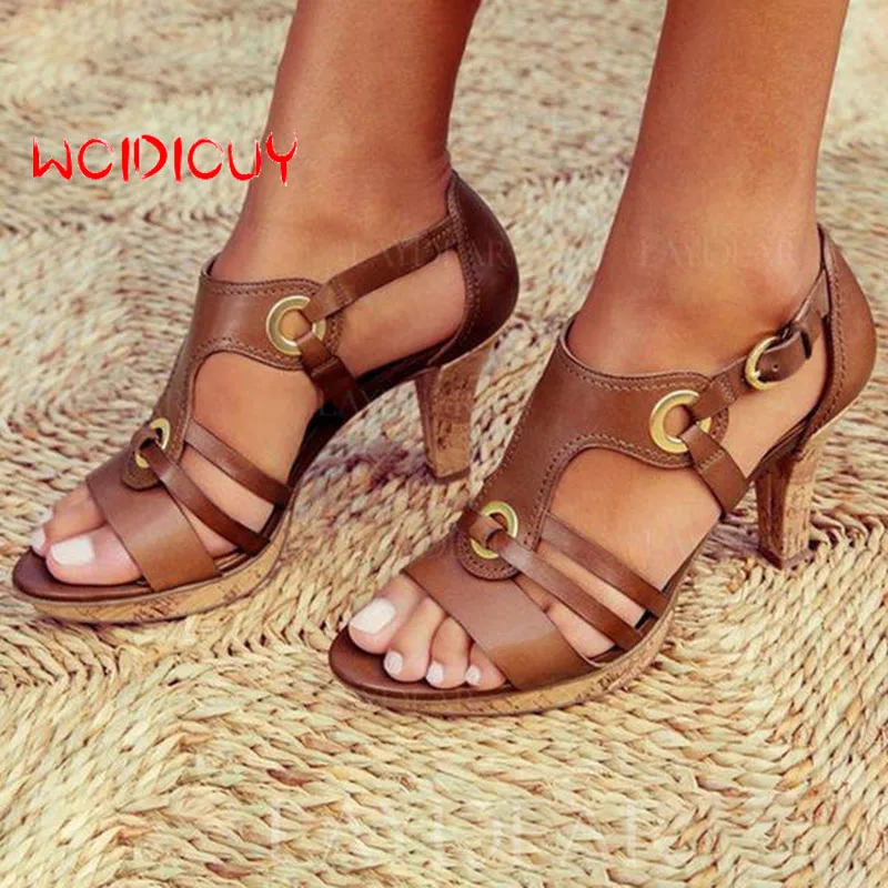 

High Heels Bohemian Sandals Women Open Teo Ankle Sandals Gladiator Summer Shoes Female platform sandals Beach Shoes Women