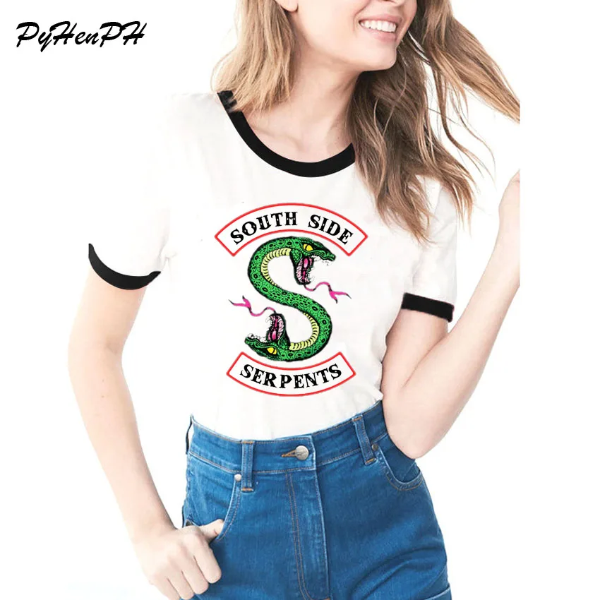 

2018 Summer Riverdale Southside Serpents T shirt Women Harajuku Black S Printed Short Sleeve T-shirt Camisetas Mujer Laides Tops