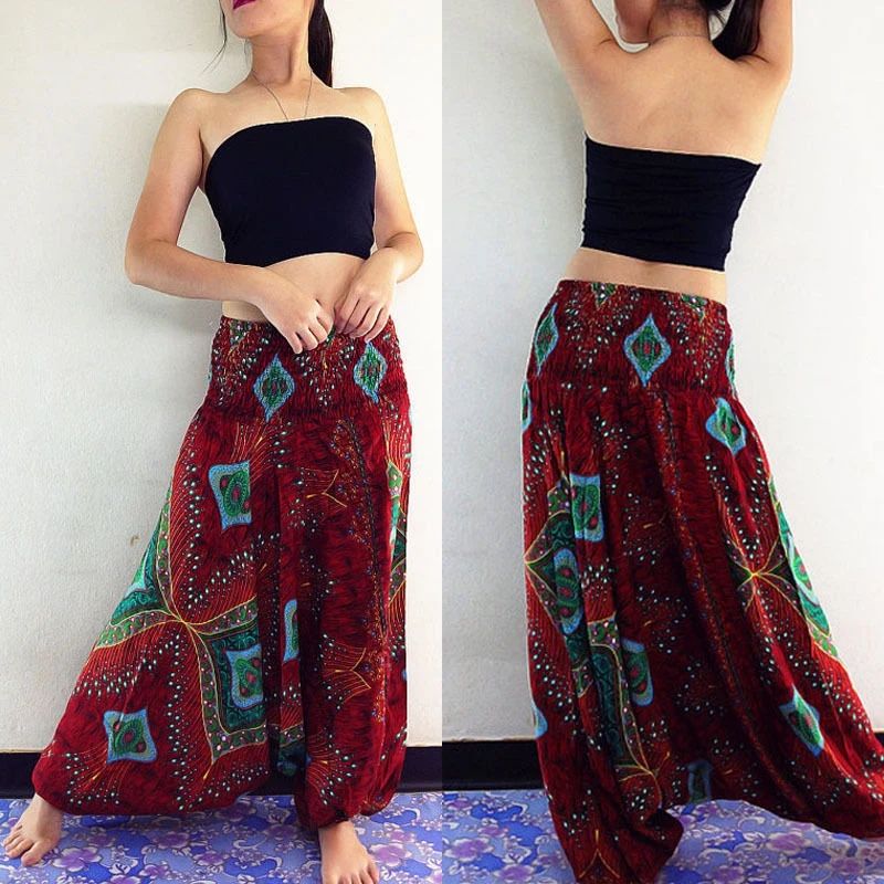 Lucky aanwijzing toekomst Ladies Fashion Ladies Comfy Beach Baggy Boho Gypsy Hippie Pants High Waist  Print Loose Harem Pants - Pants & Capris - AliExpress