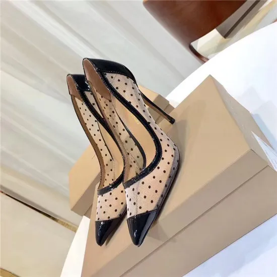 2018 New Sexy Lace Mesh Leather Patch Women Pumps High Heels Rose Gold Gladiator Sandals Women Wedding Shoes Woman Zapatos Mujer (9)