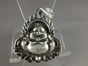 

Collectible Decorated Old Handwork Tibet Silver Flying Dragon Statue Amulet Buddha pendant necklace