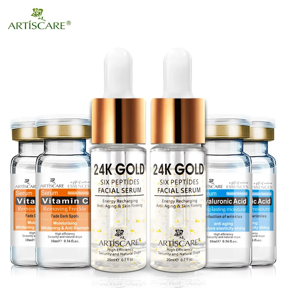 ARTISCARE 24K Gold Six Peptides Сыворотка Витамин С + Гиалуроновая кислота антивозрастной крем