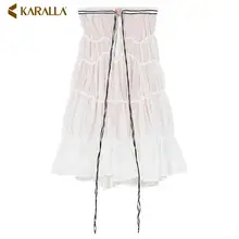 Лидер продаж, летняя женская новая индивидуальная Юбка со шнуровкой, гофрированный с сеткой, юбка Милая женская юбка из двух предметов C1411