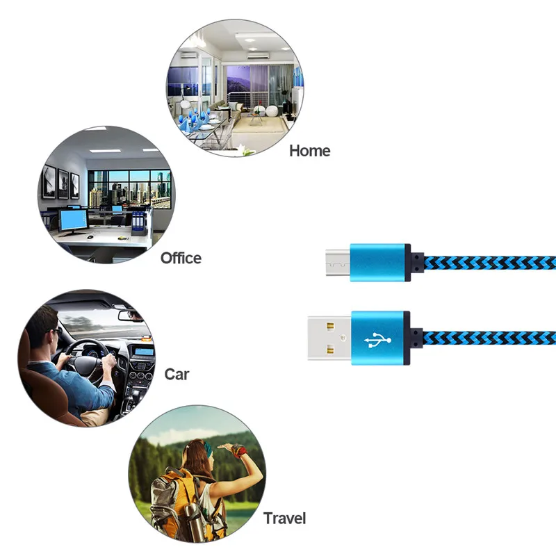 النايلون المصغّر usb كابل سريع كابل شاحن مزامنة بيانات الشحن الحبل ل شاحن هاتف محمول يعمل بنظام تشغيل أندرويد سامسونج هواوي Xiaomi ممن لهم سوني ا...