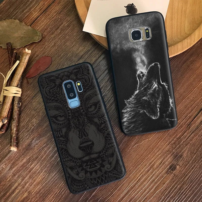 

Wolf Black Totem Animal Artwork TPU Soft Silicone Phone Case Shell Cover For Samsung S7 Edge S8 S9 Plus Note 8 9