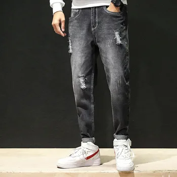 

Denim Cotton Hip Loose Work Long Trousers Jeans Men Jeans Pants slim fit Fashion Jeans Business Casual