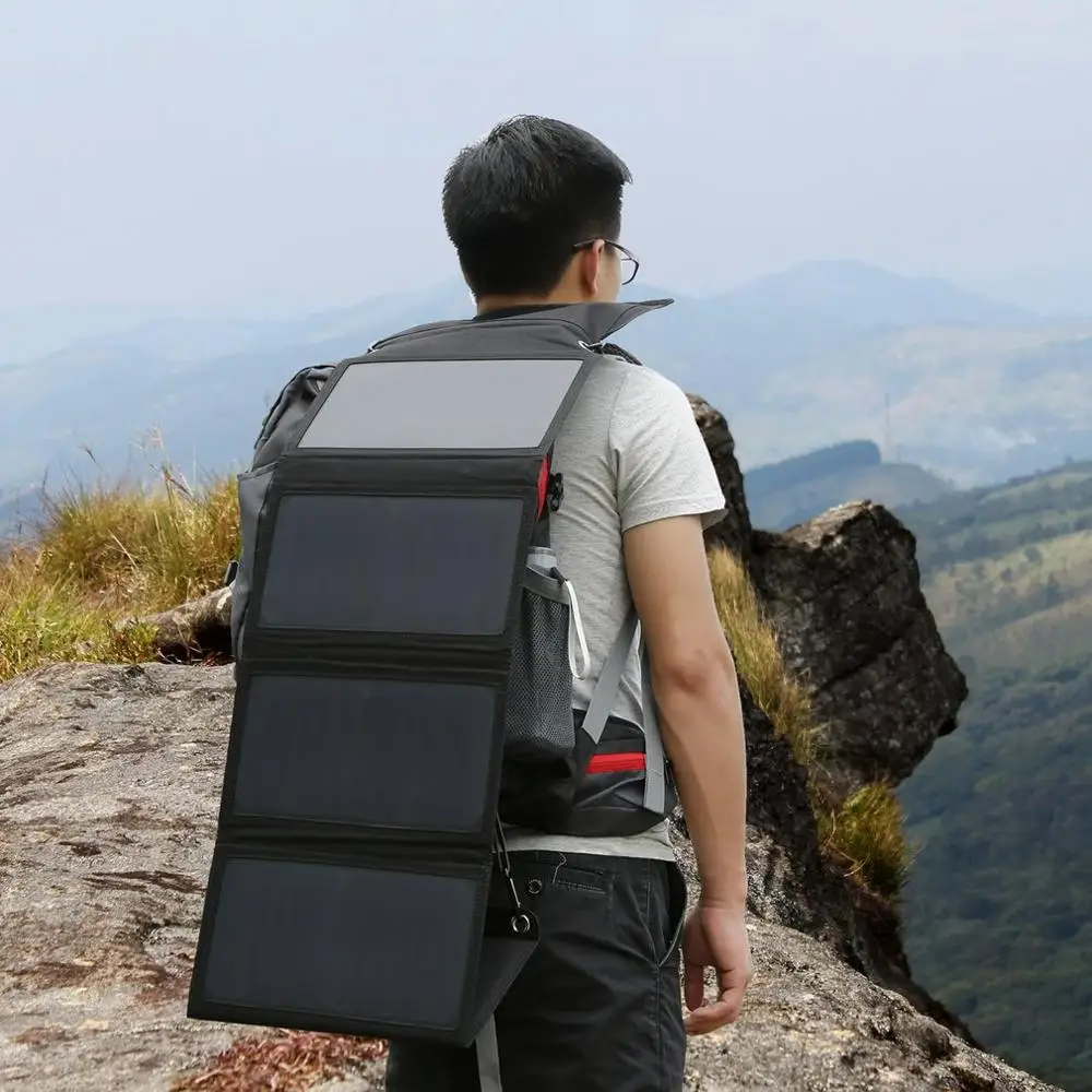 

35W Folding Foldable Portable Dual USB Ports Solar Panel Charger Ultra Thin High Efficiency for Smartphones Cameras MP3 MP4