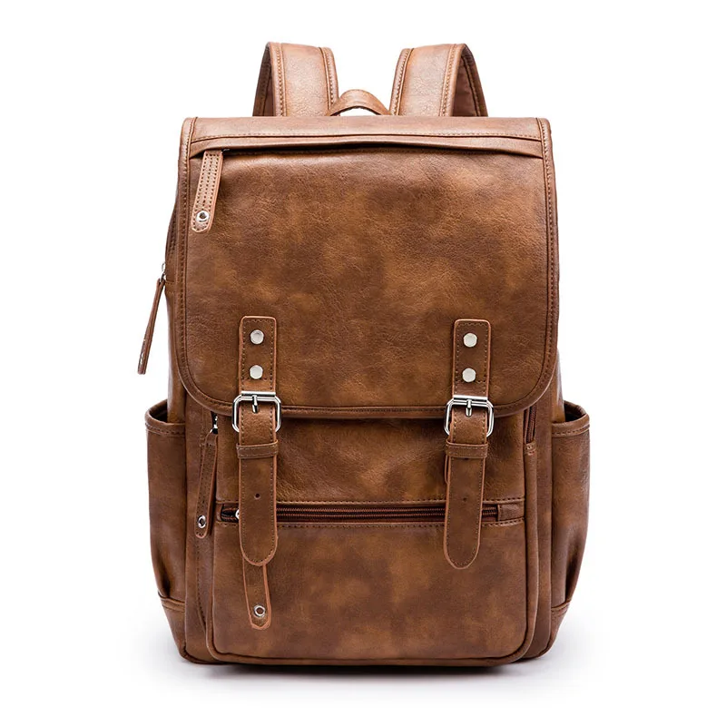 Мужской винтажный рюкзак из ПУ кожи с несколькими карманами|rucksack vintage|leather backpack