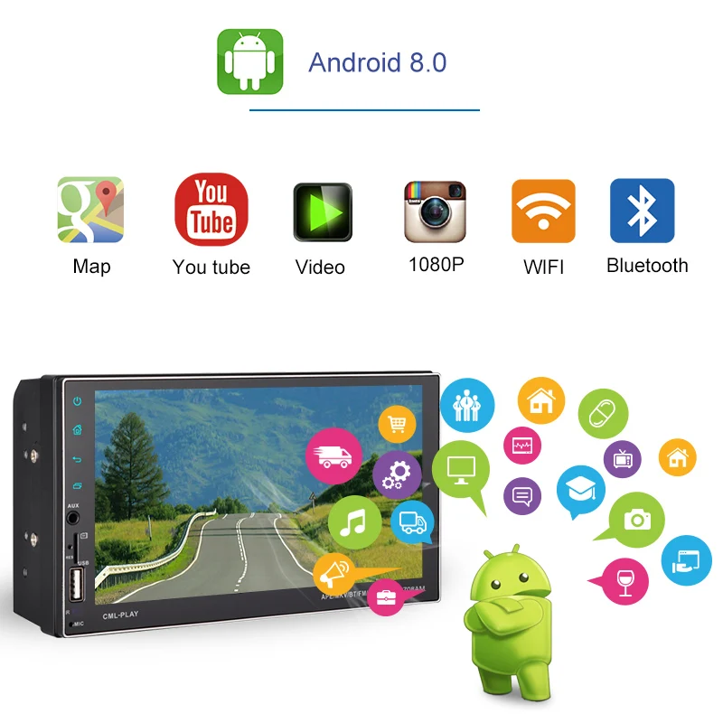 2 Din автомагнитола Android 8 0 Мультимедиа Видео плеер Авто Стерео gps карта Авторадио