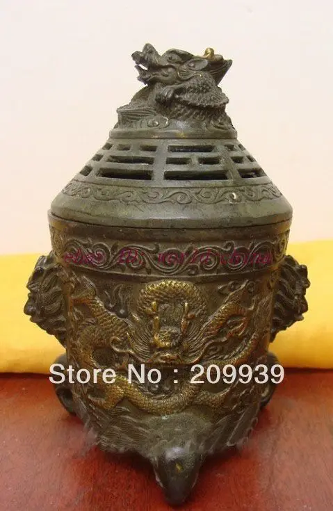 

00320 Chinese Vintange Pure Bronze Royal Dragon Incense Burner (A0321)
