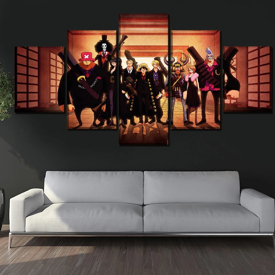 Waliicorners Prints Pictures Home Wall Art Modular 5 Panel Poster Animation One Piece Modern Painting On Canvas Living Room Decor Framework 7