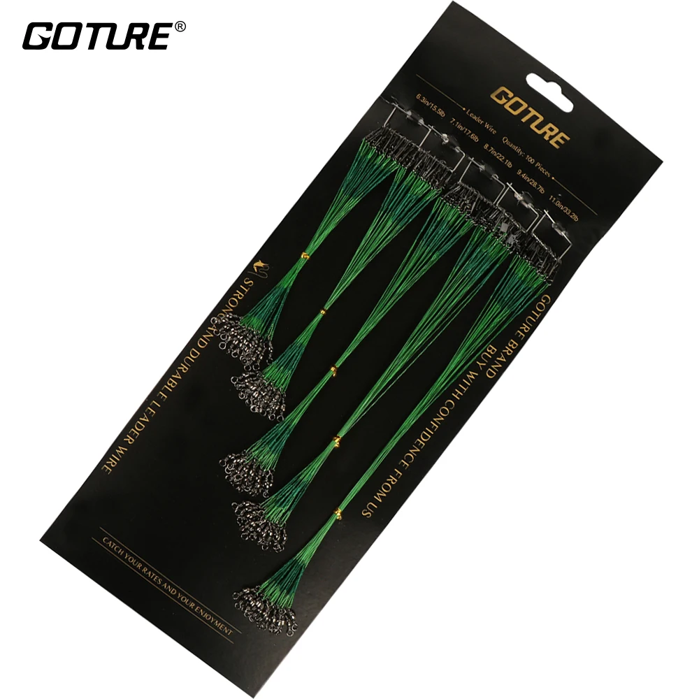 Goture 100pcs/lot Green Nylon Coated Stainless Steel Wire Leader
