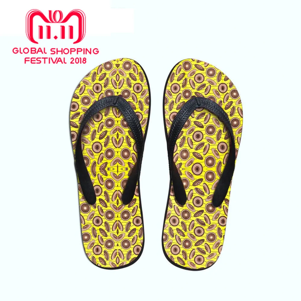 

Summer Women Flip Flops African print shoes Pattern flat Slip-on Home Flip Flops Women Casual Beach Slippers Female Shoes