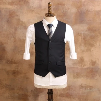 Новое поступление мужской модный Банкетный Свадебный костюм мужской черный костюм куртки мужские деловые костюмы для повседневной носки WT081C - Цвет: vest