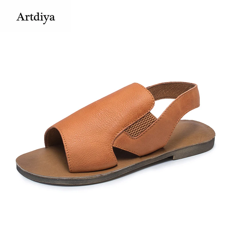 

Artdiya Original Genuine Leather Handmade Women Shoes Casual Sandals 2018 Summer New Style Cowhide Simple Sandals T820-08