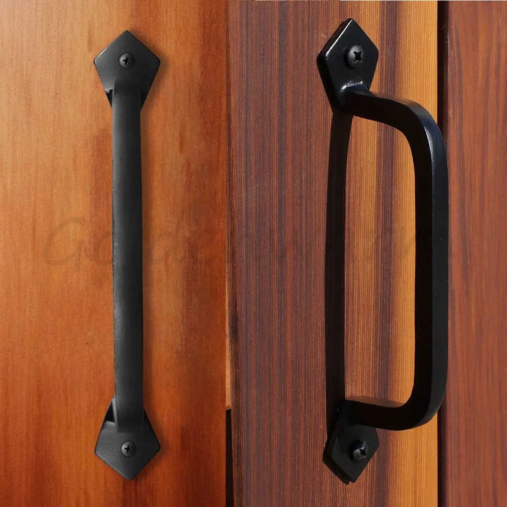 

Square Door Pulls Handles Goldenwarm LS03T3BK Solid Cast Iron Black Barn Door Handles Vintage And Retro 1Piece