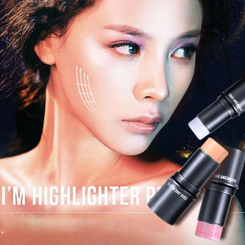 1 шт. Makup Bronzer& хайлайтер палка 3D контур макияж консилер ручка лицо Водонепроницаемый Сияющий Блеск палочка изюминка косметический инструмент