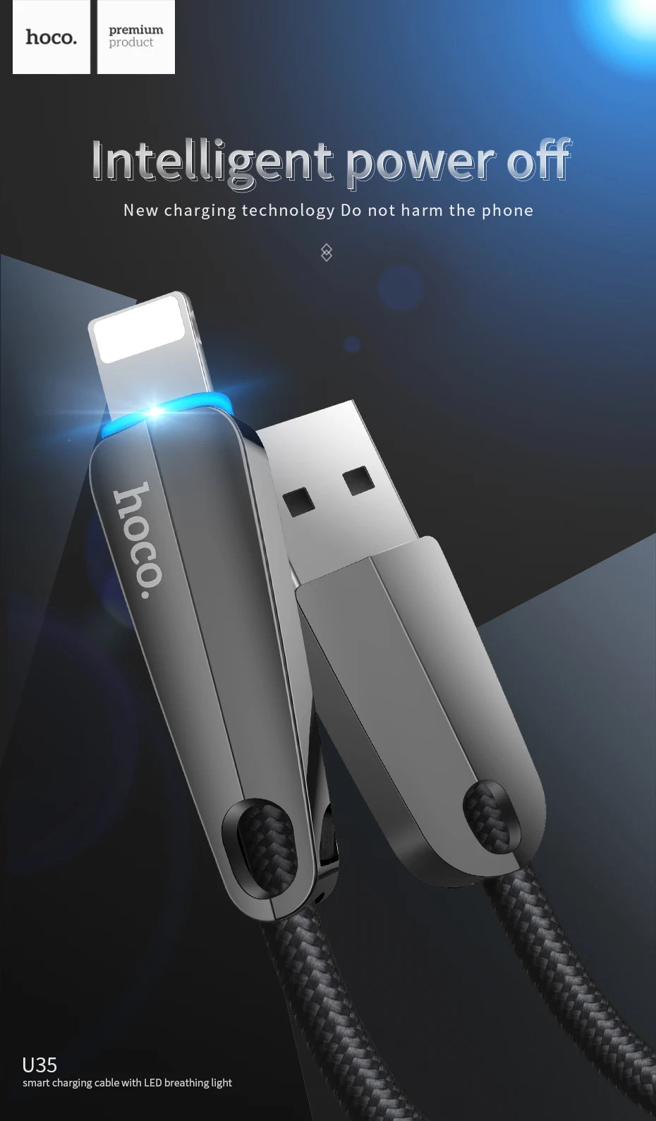 HOCO usb кабель для iphone X 11 Pro Max 8 7 6 ipad mini smart power off светодиодный кабель для быстрой зарядки зарядное устройство для телефона адаптер для передачи данных