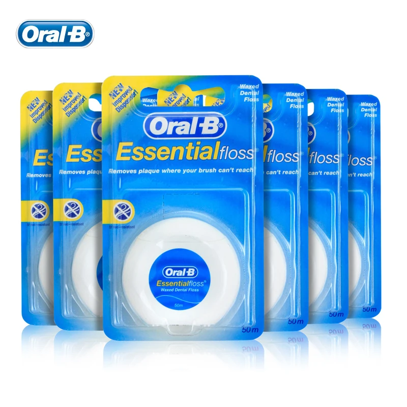 Oral B Essential Floss Comfortable Waxed Dental Floss Gum Care Interdental Clean Flat Thread Flosser 50m/pc
