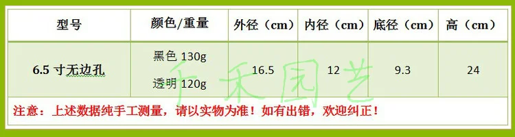 Пластиковые горшки Орхидея Cymbidium черные/прозрачные 6,5-дюймовые плоские горшки бесконечное отверстие