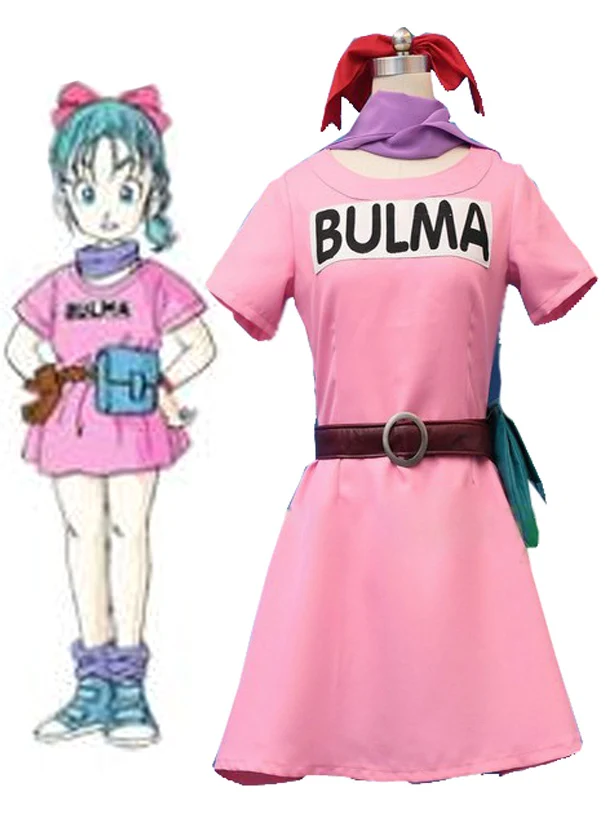 

Free Shipping Dragonball Z Bulma Anime Cosplay Costume/Green wig