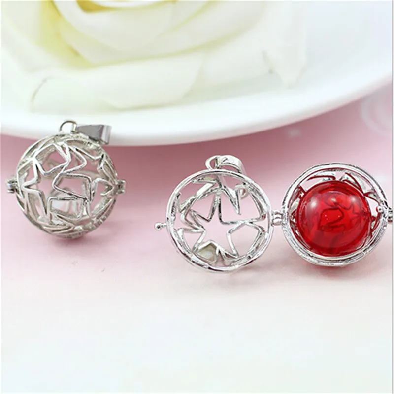 

Silver Hollow Cage Filigree Ball Box Diffuser Open Necklace Locket Star Pendants For DIY Perfume Essential Oil Jewelry Findings