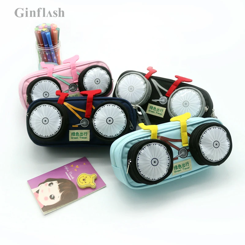 

1pc bicycle bike School Large Pencil Case canvas Portable Pencil Case kid Gift Stationery Office Supplies color random