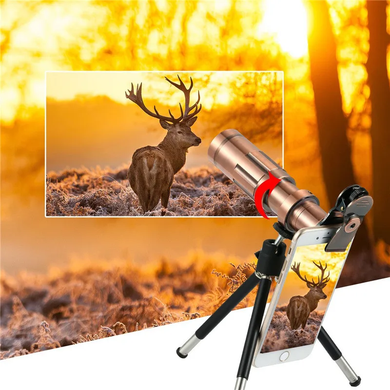 

Retro Color HD 20X Phone Camera Telephoto Zoom Lens for iPhone Smartphone With Universal Clip Tripod Optical Cell Phone Lenses