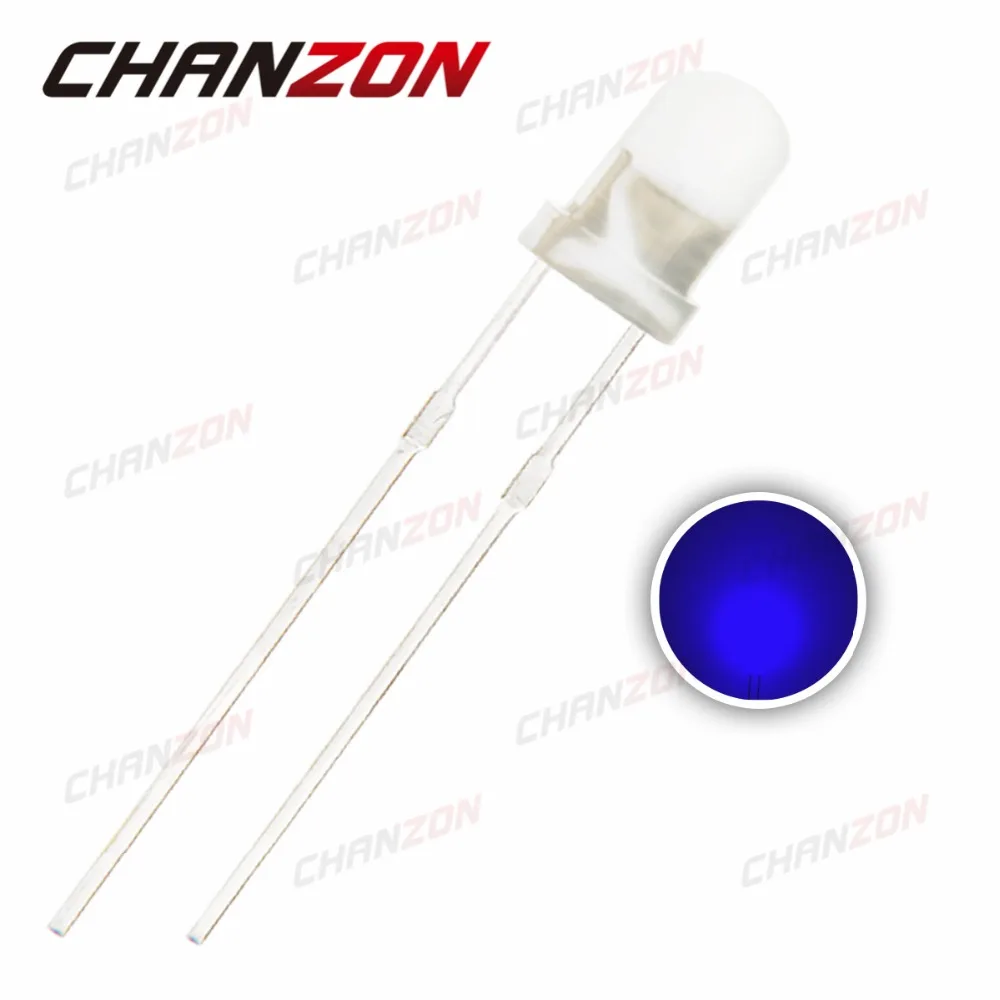 

CHANZON 100pcs Blue 3mm LED Diffused Round DC 3V 20mA Wide Angle 3 mm Through Hole LED Light Emitting Diode Lamp PCB Components