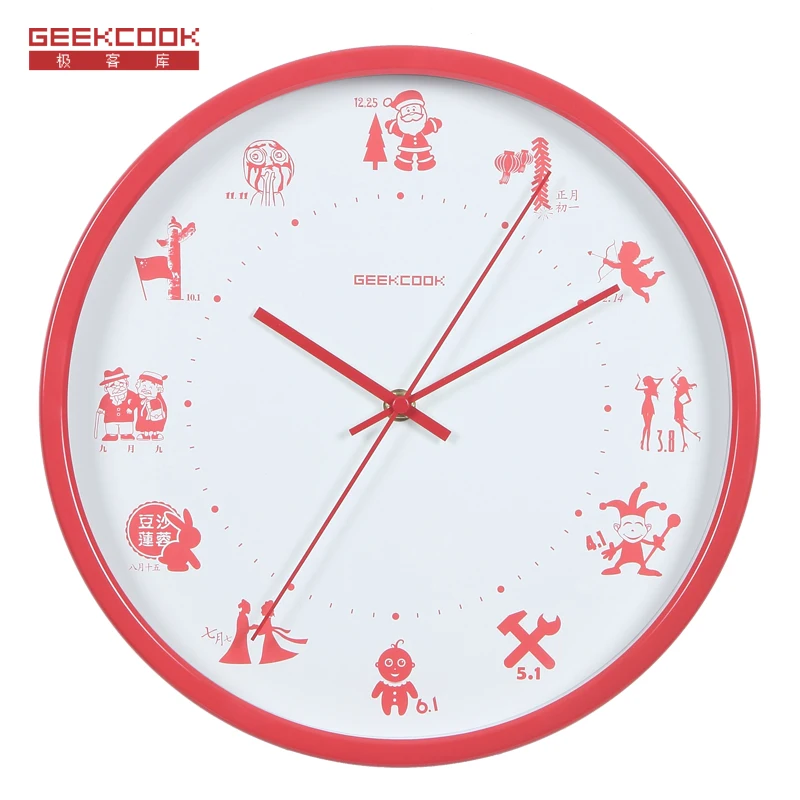 High Quality Every day holiday Wall Clock Modern Design Metal Hanging