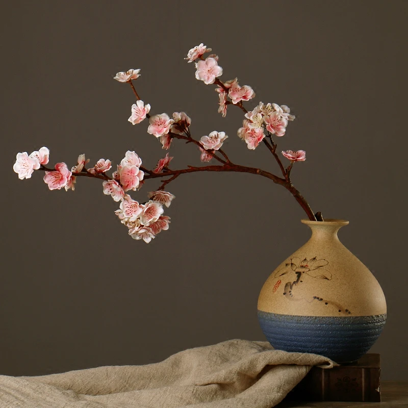 

Beautiful Fake Flowers Pastoral Style Dining-Table Display Artificial Peach Blossom Handmade Slik Flowers for Home/Party Decor