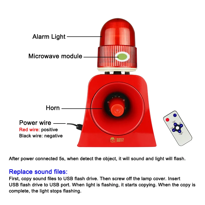 SF-500A микроволновая печь сенсор Сигнализация Беспроводной промышленный звуковой и визуальный сигнал тревоги устройство Светодиодный светящийся сигнальный фонарь световая сирена с usb-портом
