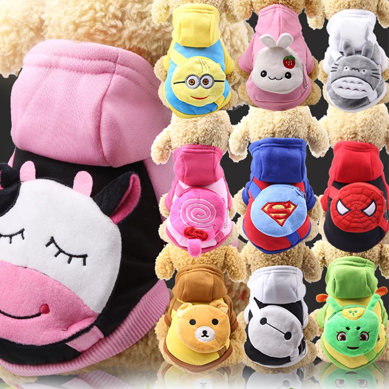 

Dog Clothes Cute Cartoon Sweater With Coin Bag Spiderman Superman Autumn And Winter New Pet Clothing For Small Dogs Chihuahua