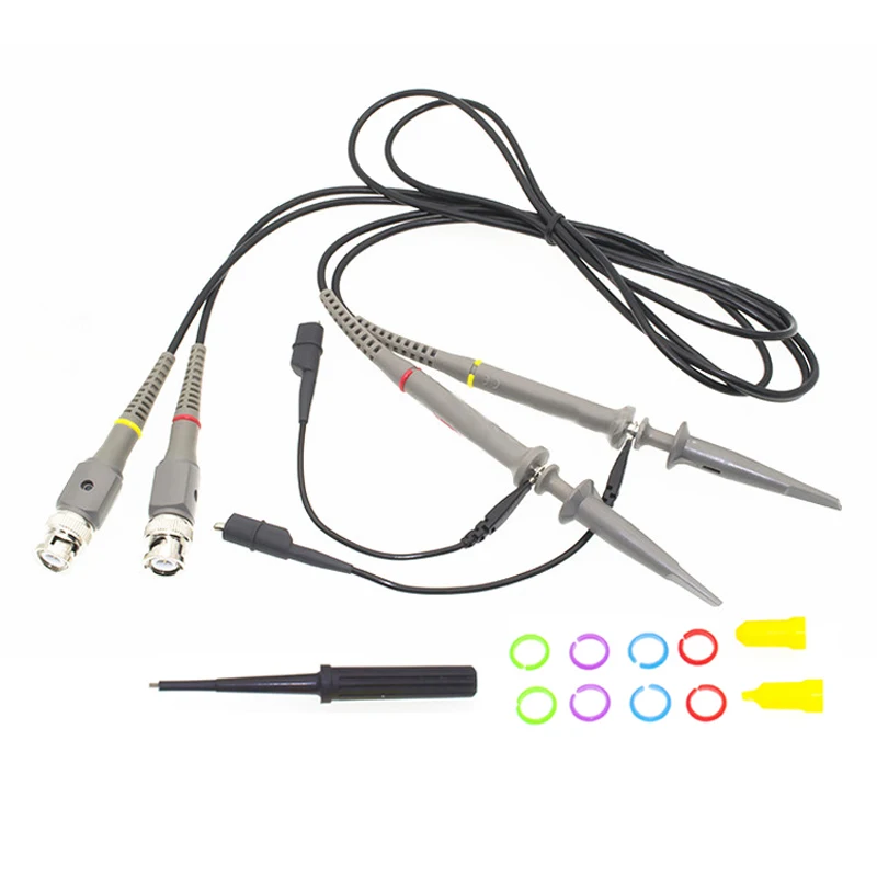 

2pcs P6100 Oscilloscope BNC Probe Kit 100MHz Scope Clip Test Probe Cable 1X / 10X Switchable
