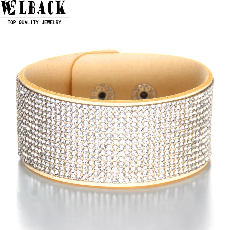 Bracelet Jewelry Leather Crystal Alloy Rhinestone Wide Warp Euramerican Casual Classic Bracelets For Women