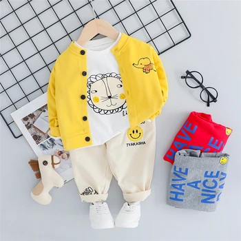 

WENWENDEXINGFU Autumn Baby Boys Girls Clothing Sets Toddler Infant Clothes Suits Lion Coats T Shirt Pants Children Costume