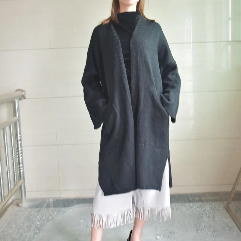 [GUTU] 2017 Primavera Outono Coreano Moda de Nova Solto Plus Size Longo Casaco de mangas compridas de Malha Cardigan Mulheres RS271L