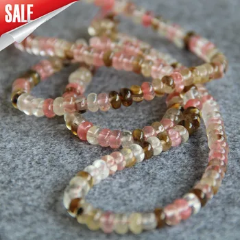 

(Min Order1) 4*6mm Multicolor Pink&White Watermelon Tourmaline Beads Loose Beads Stone 15inch Abacus Beads Jewelry Making Design
