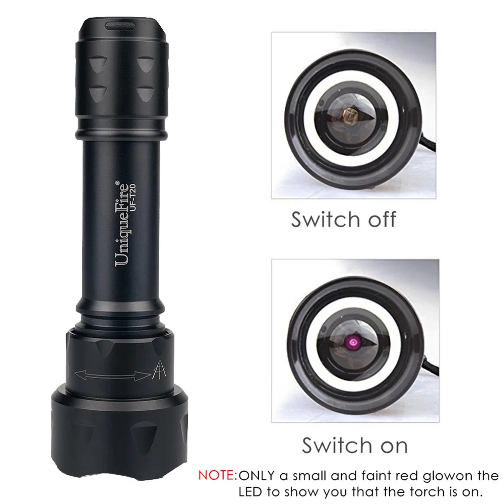  UniqueFire T20 IR 940NM 38mm Convex Lens 3 Modes Flashlight Infrared Light Night Vision Torch with  - 32717003846
