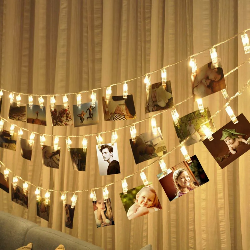 1M 2M Holiday light Fairy String Light LED Garland Lights Novelty Photo Clip Holder Festival Christmas party Wedding home | Лампы и