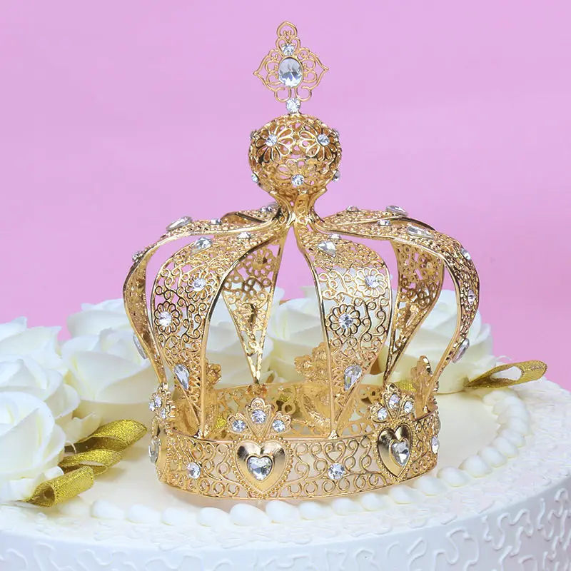 Винтажная Королевская корона для вечеринки, дня рождения, торта, короны и диадемы, черные/Золотые/серебряные свадебные украшения для волос, диадема