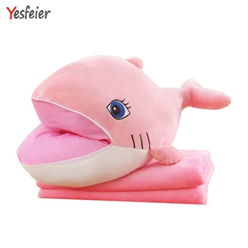 

YESFEIER Creative Whale Animals Plush Toys Office Pillow Blankets, Children's Toys at Home Decoration pink/blue fish doll