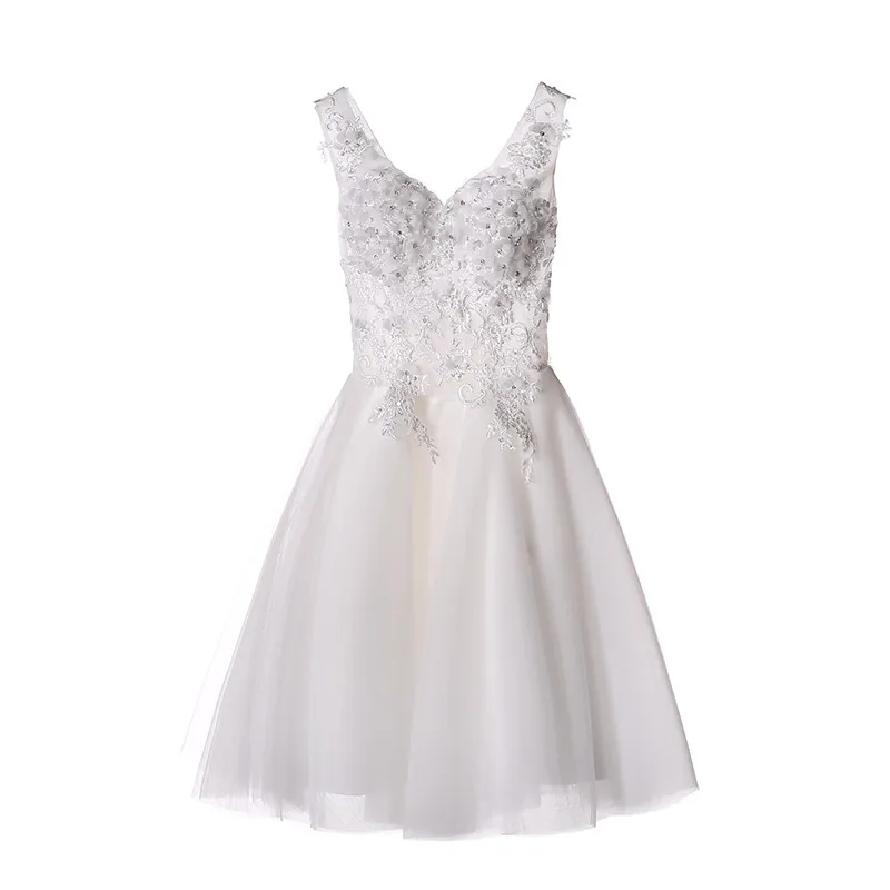 White/Ivory Lace A-Line Short Wedding Dress | Uniqistic.com