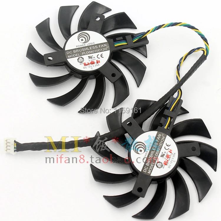 POWER LOGIC PLD08010D12H 2 шт./лот 75 мм DC12V 0.25A вентилятор для видеокарты|fan support|fan dryerfan shell |