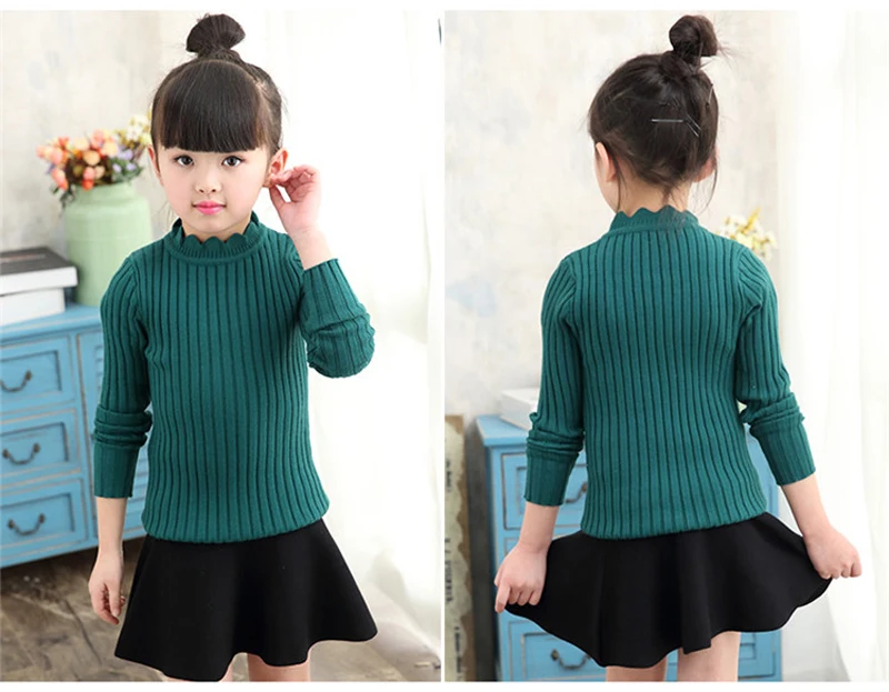 Новая одежда для маленьких девочек, вязаный свитер на весну и зиму, теплая водолазка, пуловер с длинными рукавами для девочек, свитеры XL168