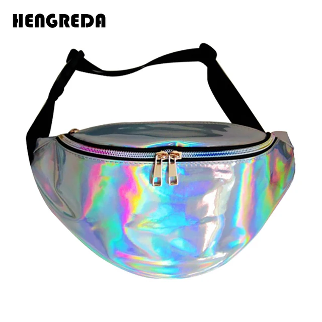 Hengreda 2018 Holographic Neon Fanny Pack Laser Hologram Bum Bag Hip Women Travel Festival Metallic Shiny Waist Bags Party Beach