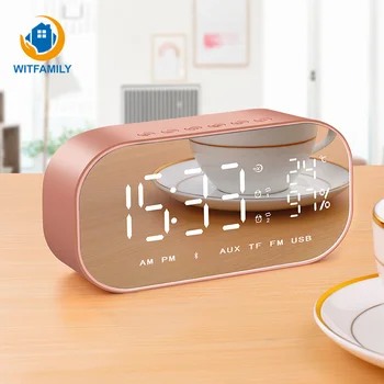 

FM radio LED Digital Table electric watch temperature soonze Alarm Clock Wireless Bluetooth Mini Clock of home decor