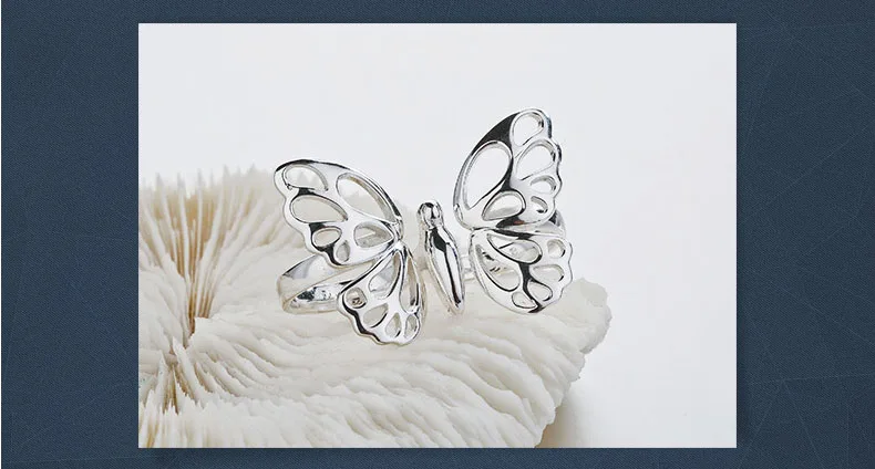 SA SILVERAGE 925 пробы серебряные кольца с бабочкой наборы для Для женщин Fine Jewelry двойной кольца на пальцы модный подарок модная одежда для девочек кольцо